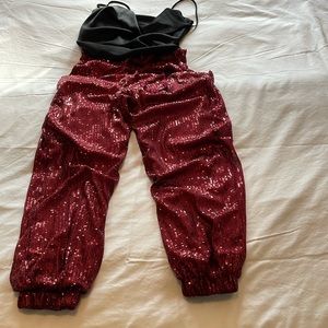 Red Holiday sequin jogger pants NWOT
